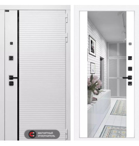 Входная дверь ROYAL с Зеркалом Максимум - Белый софт