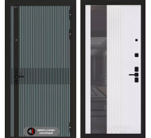 Входная дверь ISSIDA с Зеркалом 32 тонированным - Белый рельеф софт