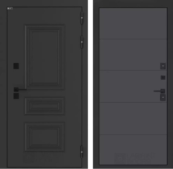 Входная дверь Аляска Лайт 13 - Графит софт | Металлическая отделка методом давления на полотне