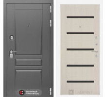 Входная дверь Платинум 01 - Беленый дуб, стекло черное