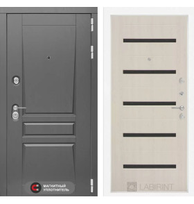 Входная дверь Платинум 01 - Беленый дуб, стекло черное