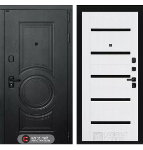 Входная дверь GRAND 01 - Белое дерево, стекло черное