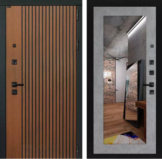 Входная дверь STORM с Зеркалом 18 - Бетон светлый | Декоративная МДФ панель 10 мм в цвете 