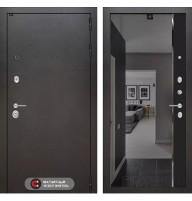 Входная дверь SILVER с зеркалом Панорама с тонировкой - Черный кварц