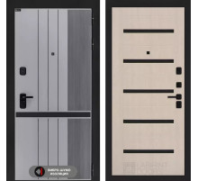 Входная дверь SKYLAB 01 - Беленый дуб, стекло черное