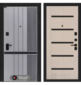 Входная дверь SKYLAB 01 - Беленый дуб, стекло черное