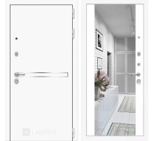 Входная дверь Лайн WHITE с Зеркалом Максимум - Белый софт