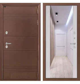 Входная дверь Термо Лайт с Зеркалом Макси - Сандал белый