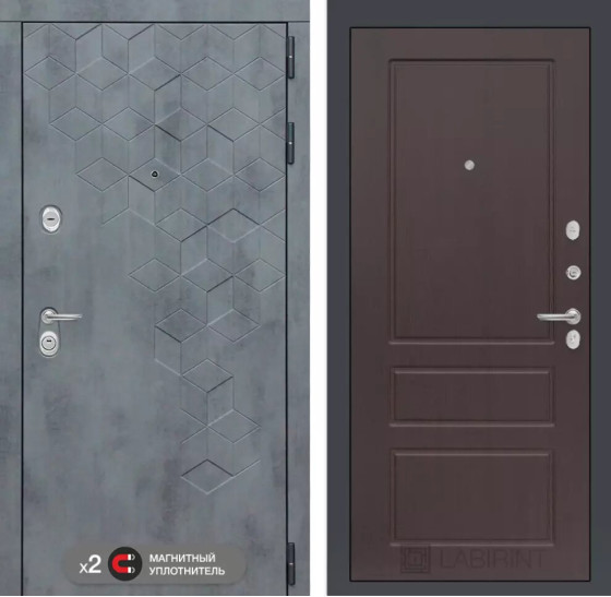 Входная дверь Бетон 03 - Орех премиум | Современная декоративная MDF панель 10 мм с наличником, цвет 