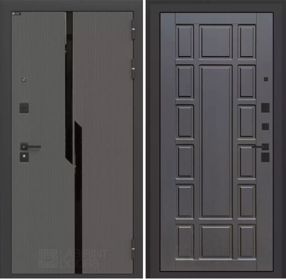 Входная дверь CARBON 12 - Венге | Декоративная MDF панель 10 мм с черным стеклом фацет, цвет 