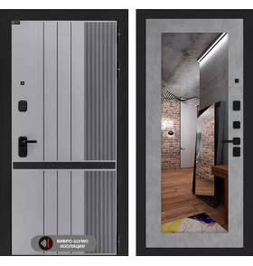 Входная дверь SKYLAB с Зеркалом 18 - Бетон светлый