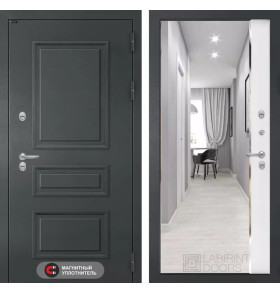 Входная дверь Атлантик с зеркалом Панорама - Белый софт