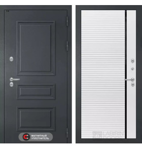 Входная дверь Атлантик 22 - Белый софт, черная вставка