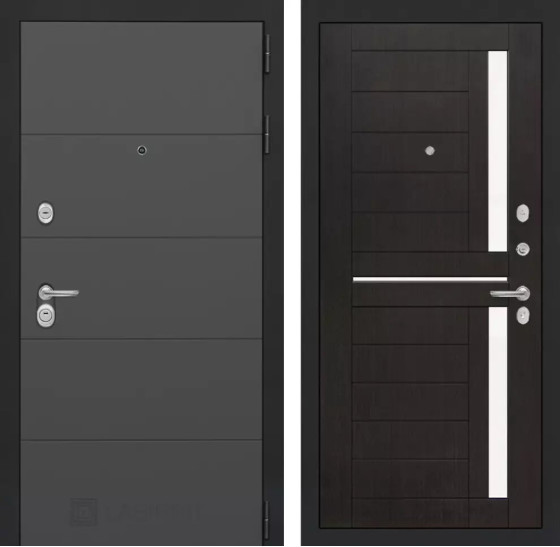 Входная дверь ART 02 - Венге, стекло белое | Современная декоративная MDF панель 10 мм, цвет 