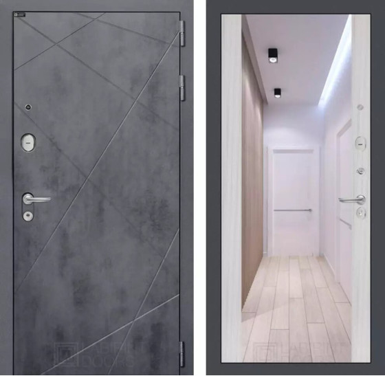 Входная дверь LOFT с Зеркалом Максимум - Сандал белый | Фрезерованная декоративная MDF панель 10 мм, цвет 