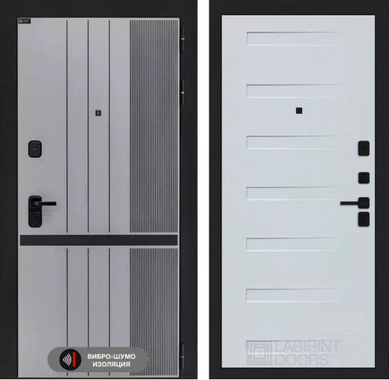 Входная дверь SKYLAB 14 - Дуб кантри белый горизонтальный | Фрезерованная МДФ панель 10 мм, цвет 