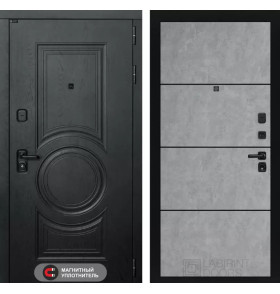 Входная дверь GRAND 25 - Бетон светлый, черный молдинг