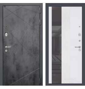 Входная дверь LOFT с Зеркалом 32 тонированным - Белый рельеф софт