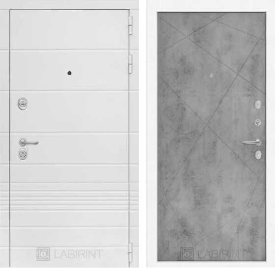 Входная дверь Трендо 24 - Бетон светлый | Декоративная MDF панель 10 мм с фрезерованным наличником, цвет 