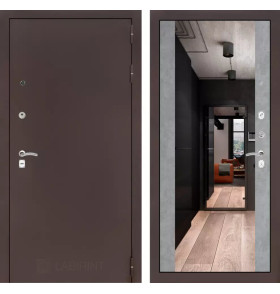 Входная дверь CLASSIC антик медный с Зеркалом Максимум - Бетон светлый