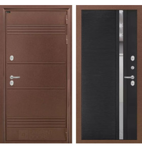 Входная дверь Термо Лайт 31 - Черный кварц, зеркальная вставка с тонировкой