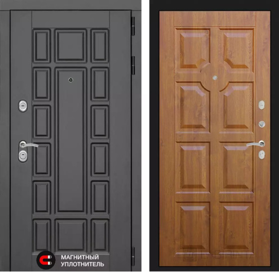 Входная дверь Нью-Йорк 17 - Золотой дуб | Декоративная MDF панель 16 мм с наличником, цвет 