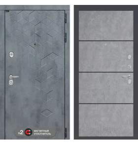 Входная дверь Бетон 25 - Бетон светлый, черный молдинг