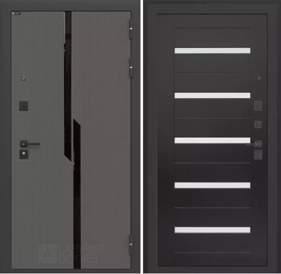 Входная дверь CARBON 01 - Венге, стекло белое | Декоративная MDF панель 10 мм с черным стеклом фацет, цвет 