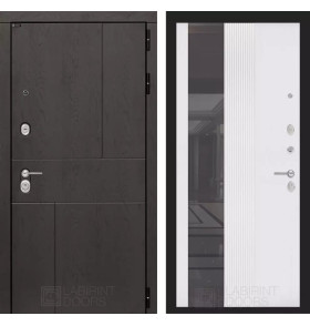 Входная дверь URBAN с Зеркалом 32 тонированным - Белый рельеф софт