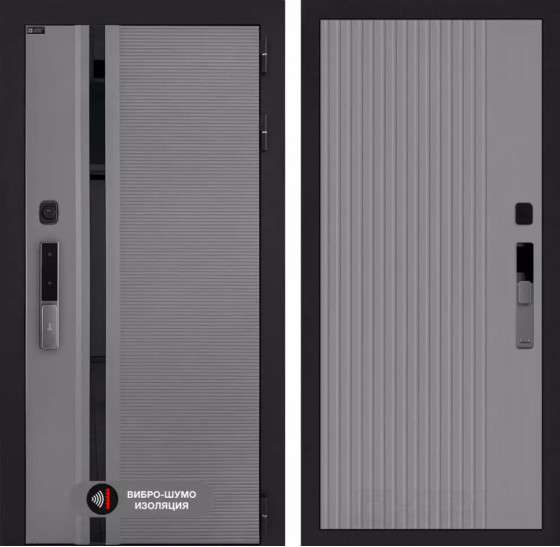 Входная дверь Пиано Смарт 2.0 панель 29 - Серый рельеф софт | Фрезерованная МДФ панель 10 мм, цвет 
