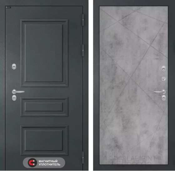 Входная дверь Атлантик 24 - Бетон светлый | Металлическая отделка 3D филенка