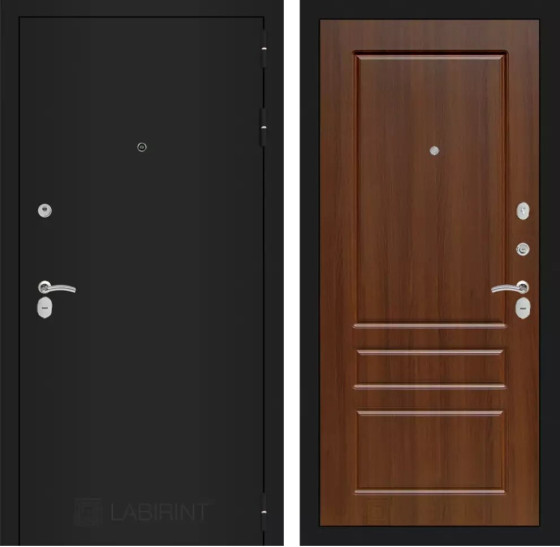 Входная дверь CLASSIC шагрень черная 03 - Орех бренди | Металл с практичным покрытием 