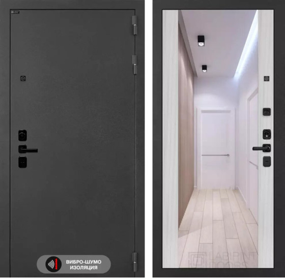 Входная дверь ACUSTICLAB с Зеркалом Максимум - Сандал белый | Металл с матовым покрытием 