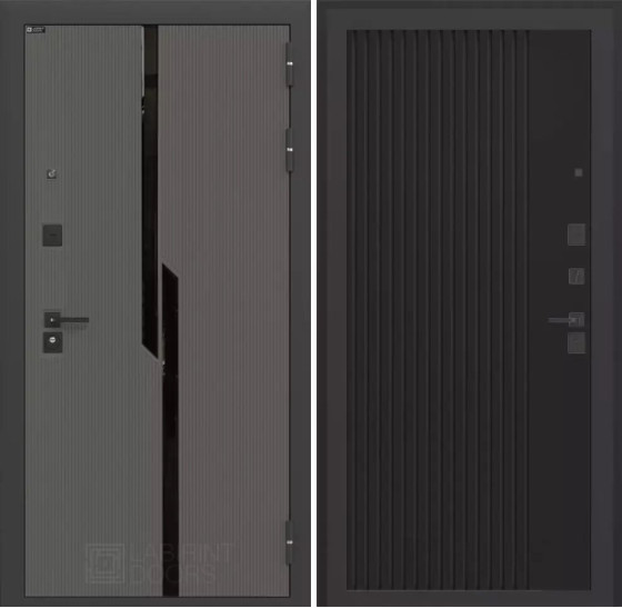 Входная дверь CARBON 29 - Черный кварц | Декоративная MDF панель 10 мм с черным стеклом фацет, цвет 