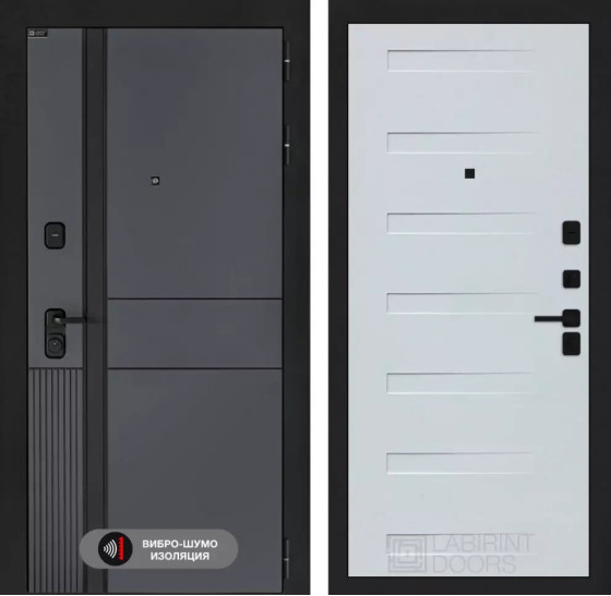 Входная дверь EVOLAB 14 - Дуб кантри белый горизонтальный | Фрезерованная МДФ панель 10 мм, цвет 