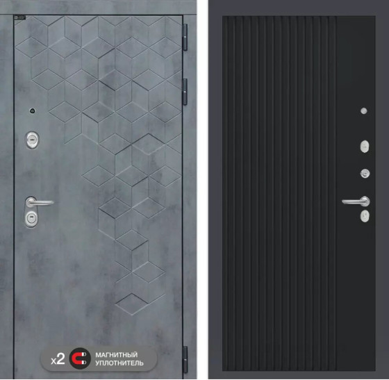 Входная дверь Бетон 29 - Черный кварц | Современная декоративная MDF панель 10 мм с наличником, цвет 