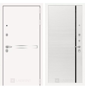 Входная дверь Лайн WHITE 22 - Белый софт, черная вставка