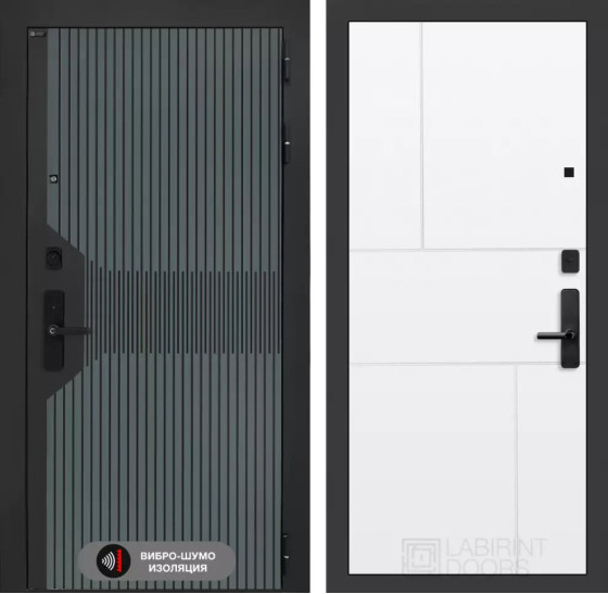 Входная дверь Смартлаб 21 - Белый софт | Фрезерованная МДФ панель 10 мм, цвет 