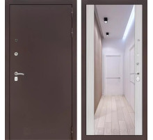 Входная дверь CLASSIC антик медный с Зеркалом Максимум - Сандал белый