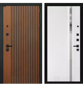 Входная дверь STORM 31 - Белый софт, зеркальная вставка с тонировкой