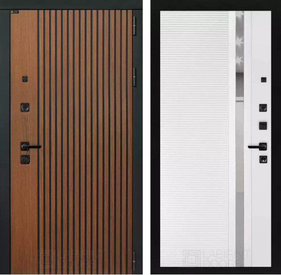 Входная дверь STORM 31 - Белый софт, зеркальная вставка с тонировкой | Декоративная МДФ панель 10 мм в цвете 