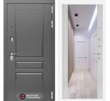 Входная дверь Платинум с Зеркалом Максимум - Сандал белый