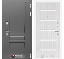 Входная дверь Платинум 01 - Сандал белый, стекло белое