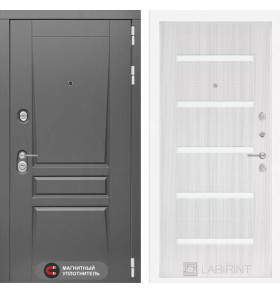 Входная дверь Платинум 01 - Сандал белый, стекло белое