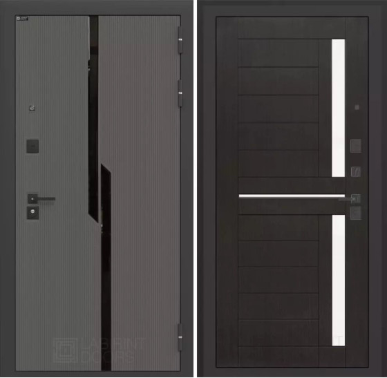 Входная дверь CARBON 02 - Венге, стекло белое | Декоративная MDF панель 10 мм с черным стеклом фацет, цвет 