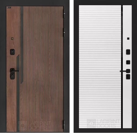 Входная дверь KARMINA 22 - Белый софт, черная вставка | Фрезерованная МДФ панель 10 мм, цвет 