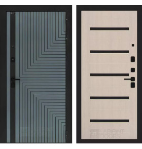 Входная дверь CREDOR 01 - Беленый дуб, стекло черное