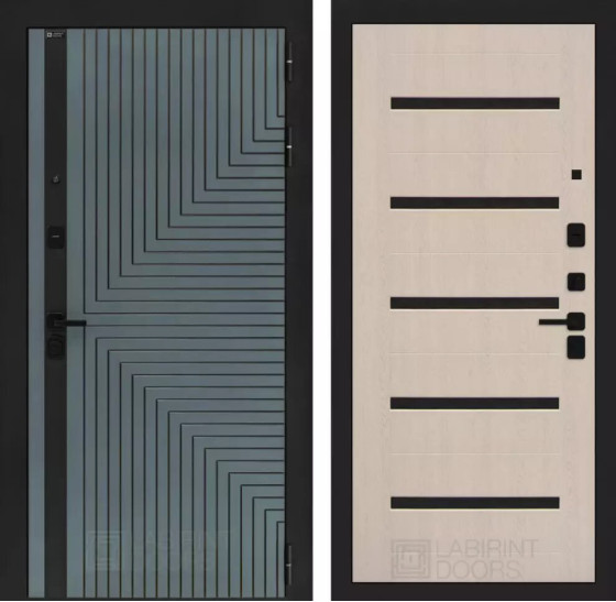 Входная дверь CREDOR 01 - Беленый дуб, стекло черное | Фрезерованная МДФ панель 10 мм, цвет 