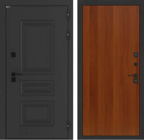 Входная дверь Аляска Лайт 05 - Итальянский орех | Металлическая отделка методом давления на полотне