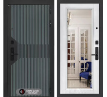 Входная дверь Смартлаб с Зеркалом Фацет - Белый софт